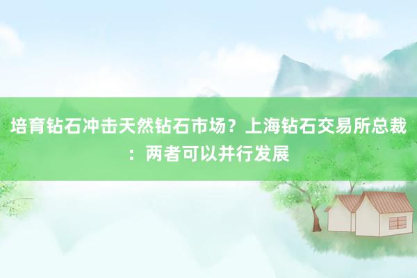 培育钻石冲击天然钻石市场？上海钻石交易所总裁：两者可以并行发展