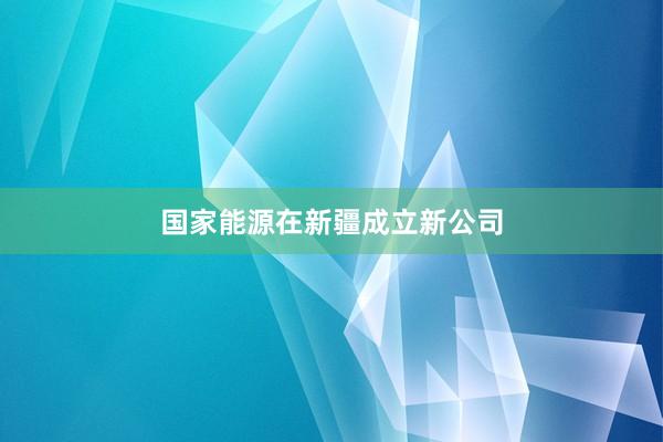 国家能源在新疆成立新公司