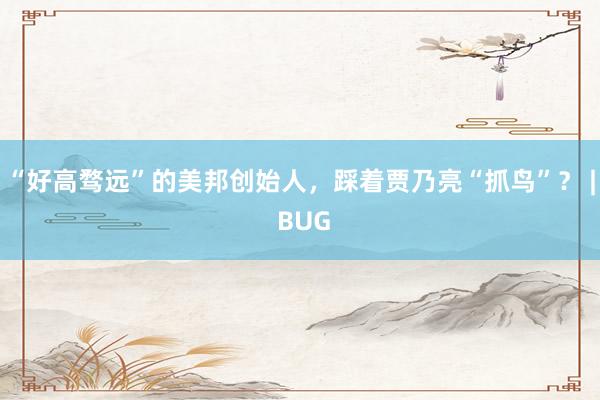 “好高骛远”的美邦创始人，踩着贾乃亮“抓鸟”？ | BUG