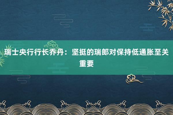 瑞士央行行长乔丹：坚挺的瑞郎对保持低通胀至关重要