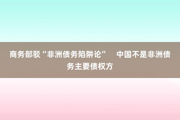 商务部驳“非洲债务陷阱论”    中国不是非洲债务主要债权方