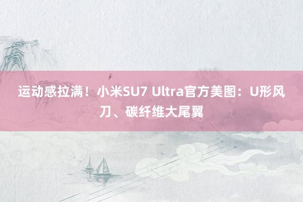 运动感拉满！小米SU7 Ultra官方美图：U形风刀、碳纤维大尾翼