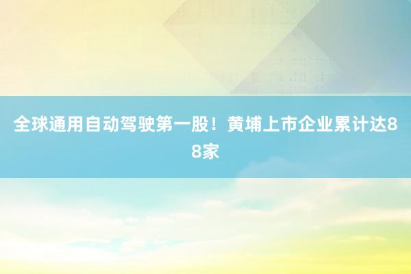 全球通用自动驾驶第一股！黄埔上市企业累计达88家