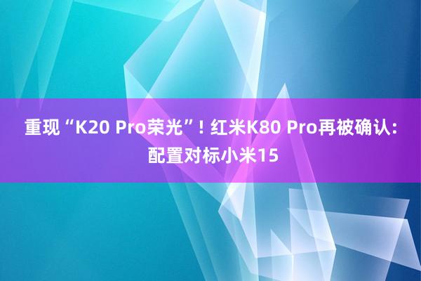 重现“K20 Pro荣光”! 红米K80 Pro再被确认: 配置对标小米15