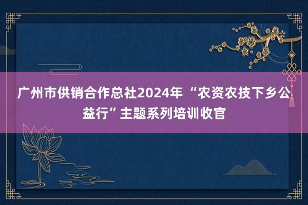 广州市供销合作总社2024年 “农资农技下乡公益行”主题系列培训收官