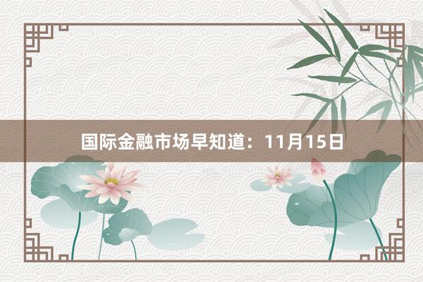 国际金融市场早知道：11月15日