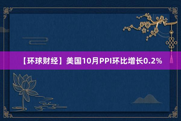 【环球财经】美国10月PPI环比增长0.2%