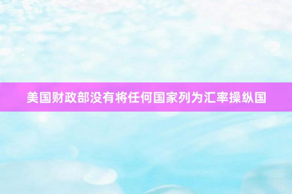 美国财政部没有将任何国家列为汇率操纵国