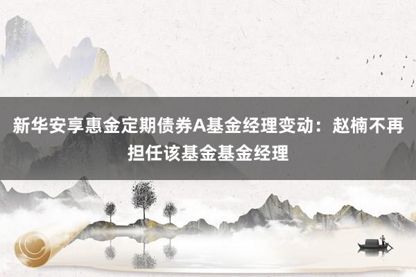 新华安享惠金定期债券A基金经理变动：赵楠不再担任该基金基金经理