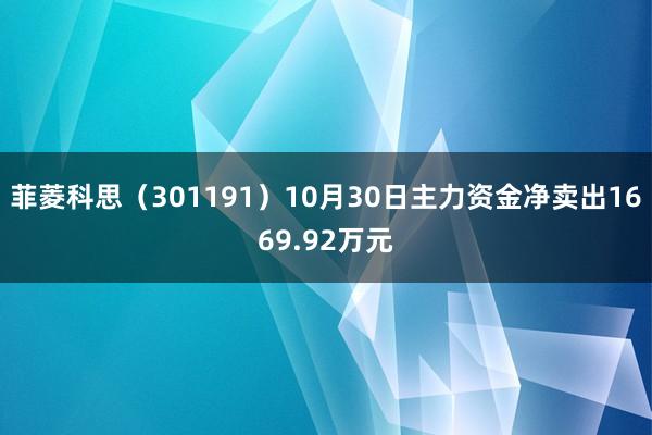 菲菱科思（301191）10月30日主力资金净卖出1669.92万元