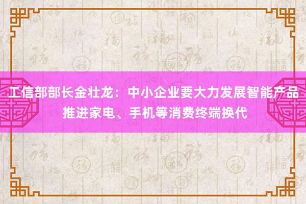 工信部部长金壮龙：中小企业要大力发展智能产品 推进家电、手机等消费终端换代