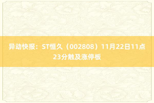 异动快报：ST恒久（002808）11月22日11点23分触及涨停板