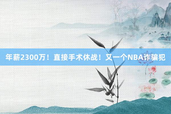 年薪2300万！直接手术休战！又一个NBA诈骗犯