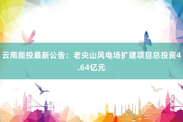 云南能投最新公告：老尖山风电场扩建项目总投资4.64亿元