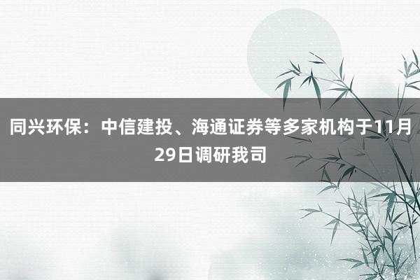 同兴环保：中信建投、海通证券等多家机构于11月29日调研我司