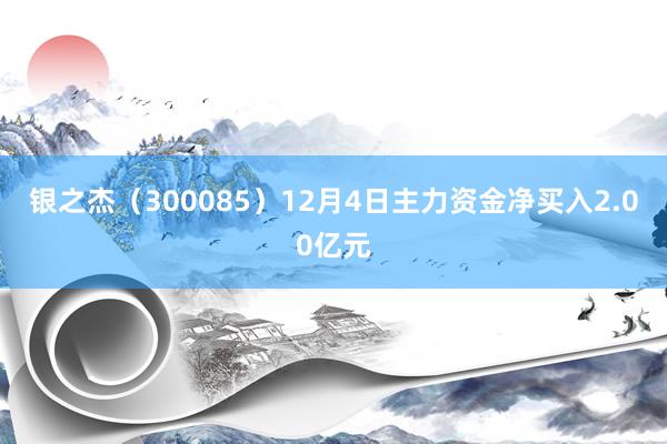 银之杰（300085）12月4日主力资金净买入2.00亿元