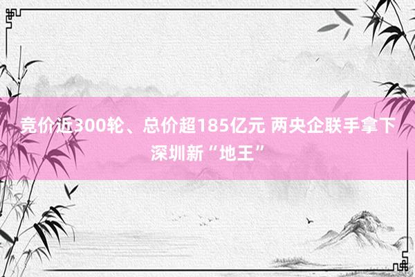 竞价近300轮、总价超185亿元 两央企联手拿下深圳新“地王”