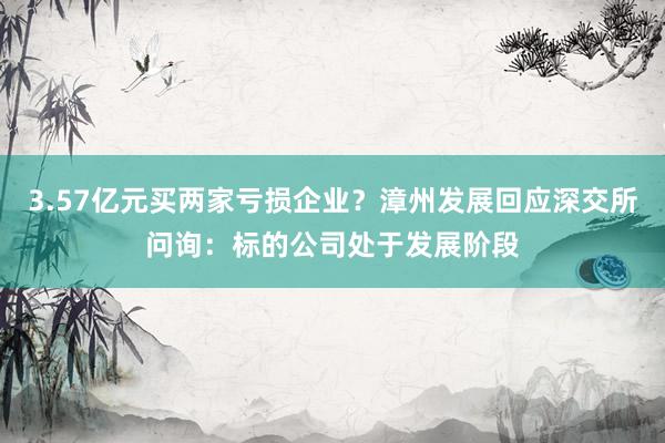 3.57亿元买两家亏损企业？漳州发展回应深交所问询：标的公司处于发展阶段