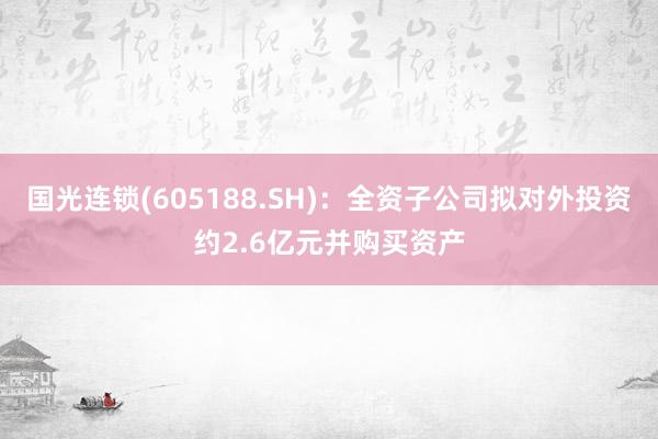 国光连锁(605188.SH)：全资子公司拟对外投资约2.6亿元并购买资产