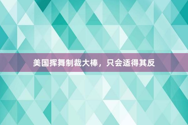 美国挥舞制裁大棒，只会适得其反