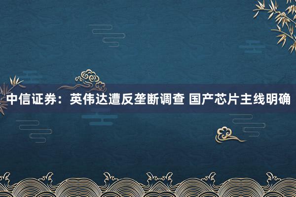 中信证券：英伟达遭反垄断调查 国产芯片主线明确