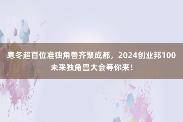 寒冬超百位准独角兽齐聚成都，2024创业邦100未来独角兽大会等你来！