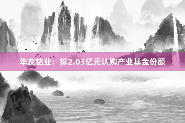 华友钴业：拟2.03亿元认购产业基金份额