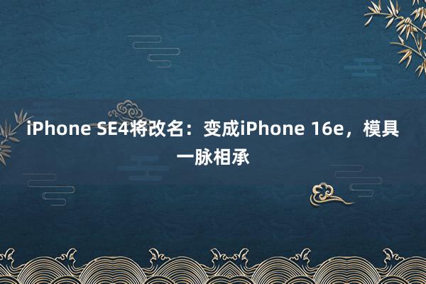 iPhone SE4将改名：变成iPhone 16e，模具一脉相承