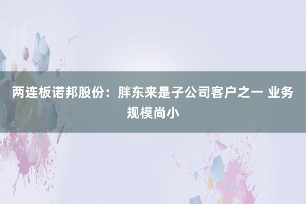 两连板诺邦股份：胖东来是子公司客户之一 业务规模尚小