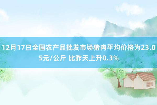 12月17日全国农产品批发市场猪肉平均价格为23.05元/公斤 比昨天上升0.3%