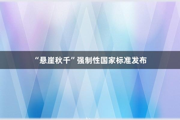 “悬崖秋千”强制性国家标准发布